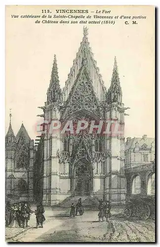 Cartes postales Vincennes Le Fort Vue exterieure de la Sainte Chapelle de Vincennes et d'une portion du Chateau