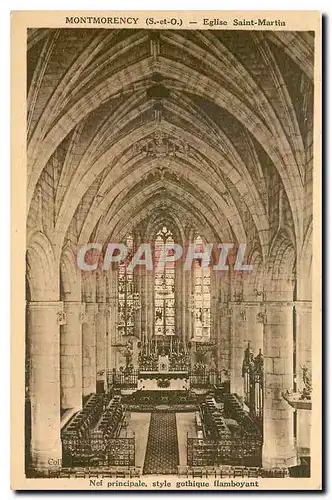 Cartes postales Nef principale style gothique flamboyant Montmorency Eglise Saint Martin