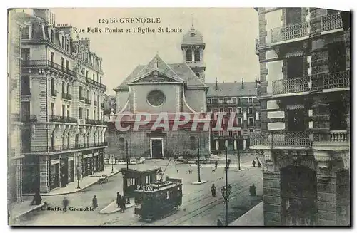 Cartes postales Grenoble Rue Felix Poulat et l'Eglise St Louis Tramway