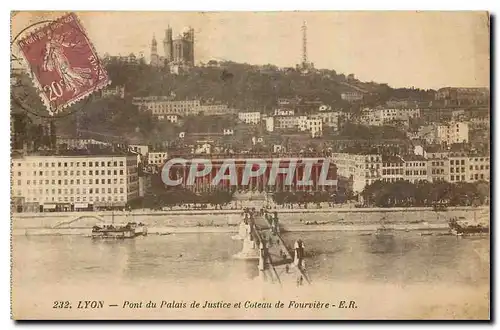 Cartes postales Lyon Pont du Palais de Justice et Coteau de Fourviere