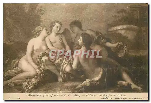 Cartes postales Lagrenee Louis Jean Francois dit l'Aine l'Amour enchaine par les Graces Marseille Musee de Longc