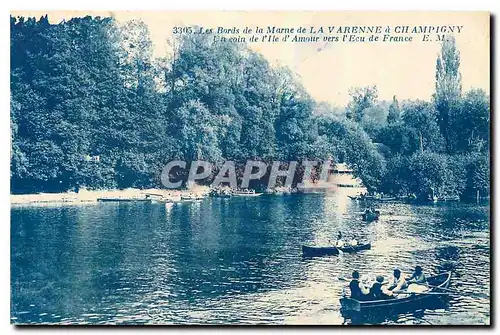 Cartes postales Les Bords de la Marne de La Varenne a Champigny un coin de l'ile d'Amour vers l'Ecu de France