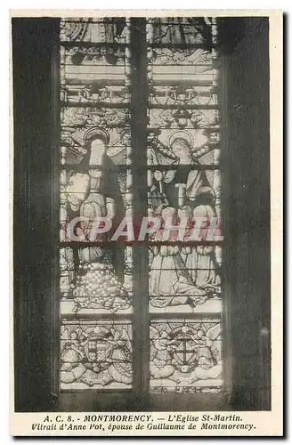 Cartes postales Montmorency L'Eglise St Martin Vitrail d'Anne Pot epouse de Guillaume de Montmorency