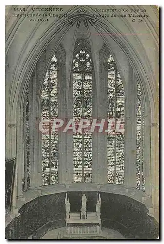 Cartes postales Vincennes Interieur de la hapelle du Fort Remarquable par la Beaute de ses Vitraux