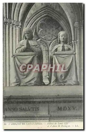 Cartes postales L'Abbaye de Saint Denis Statues de Louis XII et d'Anne de Bretagne