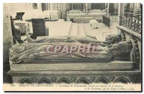 Ansichtskarte AK Abbaye de Saint Denis Tombeaux de Ermentrude femme de Charles II le Chauve et de Carleman fils d