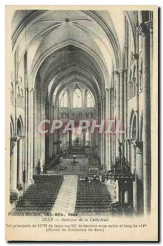Cartes postales Sens Interieur de la Cathedrale Nef principale