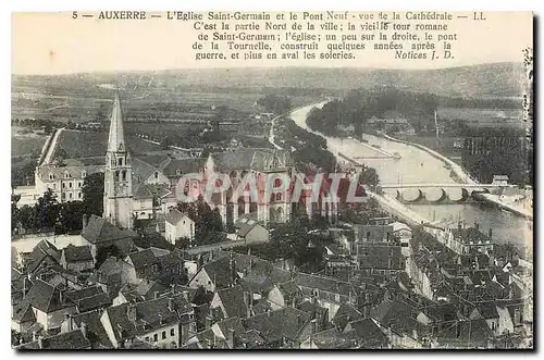 Cartes postales Auxerre L'Eglise Saint Germain et le Pont Neuf vue de la Cathedrale