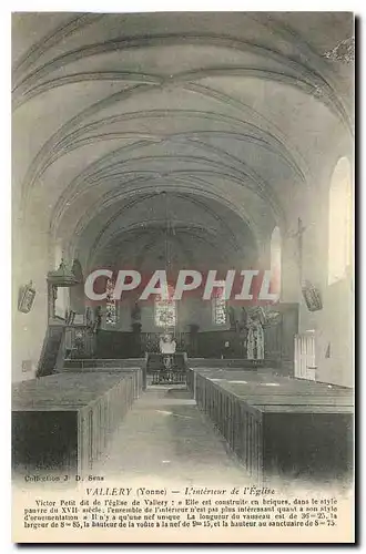 Cartes postales Vallery Yonne L'Interieur de l'Eglise