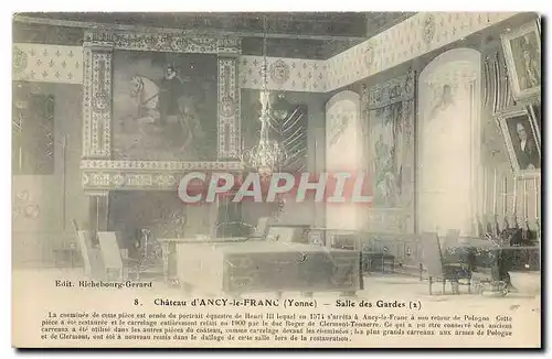 Cartes postales Chateau d'Ancy le Franc Yonne Salle des Gardes