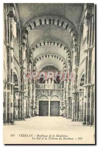 Cartes postales Vezelay Basilique de la Madeleine La Nef et la Tribune du Narthex