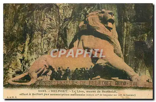 Cartes postales Belfort le Lion oeuvre de Bartholdi offert a Belfort par souscription nationale