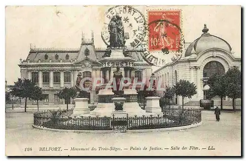 Cartes postales Belfort Monument des Trois Sieges Palais de Justice Salle des Fetes