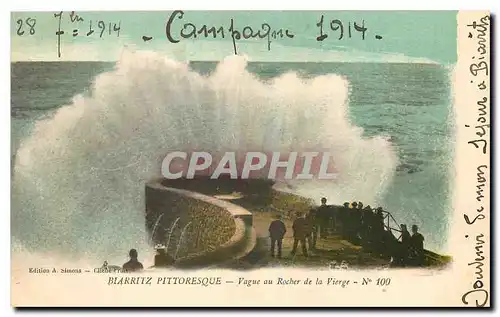 Cartes postales Biarritz Pittoresque Vague au Rocher de la Vierge