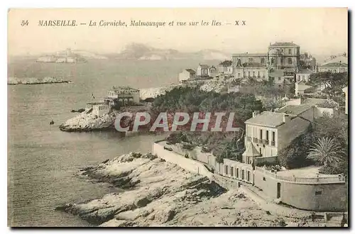 Ansichtskarte AK Marseille la Corniche Malmousque et vue sur les Iles