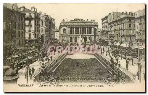 Cartes postales Marseille Square de la Bourse et monument de Pierre Puget