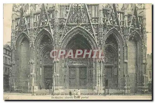 Cartes postales Rouen Eglise de Se Maclou ensemble du portail principal