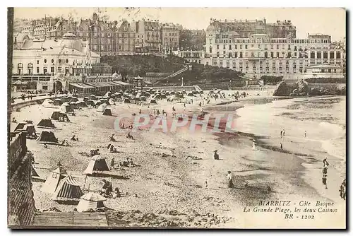 Ansichtskarte AK Biarritz Cote Basque La Grande Plage les deux Casinoz