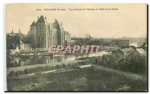 Cartes postales Solesmes Sarthe Vue generale de l'Abbaye et Vallee de la sarthe