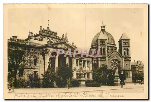 Ansichtskarte AK Strasbourg Palais de Justice et Eglise Saint Pierre de Jeune