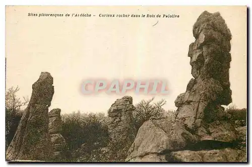 Cartes postales l'Ardeche Curieux rocher dans le Bois de Palolive