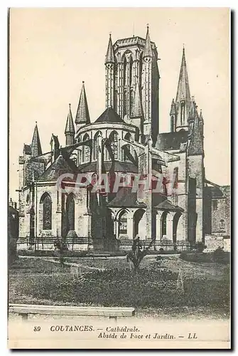 Cartes postales Coutances Cathedrale Abside de Face et Jardin