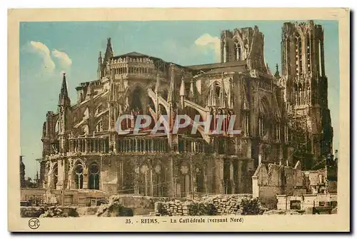 Ansichtskarte AK Reims La Cathedrale versant Nord