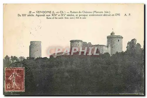 Cartes postales Vendome L et Ch Ruines du Chateau