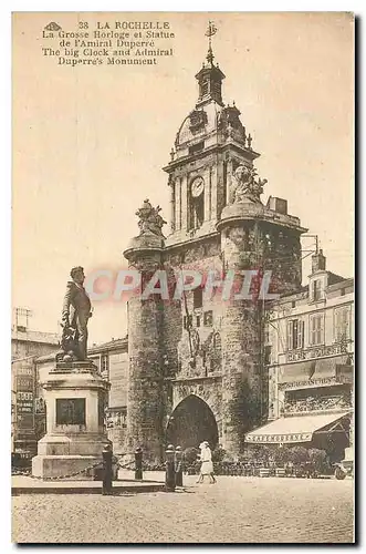 Cartes postales La Rochelle La Grosse Horloge et Statue de l'Amiral