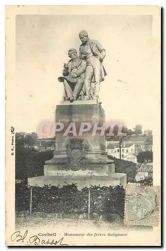 Cartes postales Corbeil Monument des freres Galignani