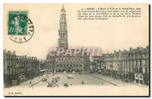 Ansichtskarte AK Arras L'Hotel de Ville et la Petite Place