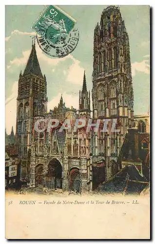 Cartes postales Rouen Facade de Notre Dame et la Tour de Beurre