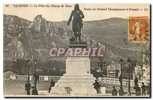 Cartes postales Valence La Place du Champ de Mars Statue du General Championnet et Crussol