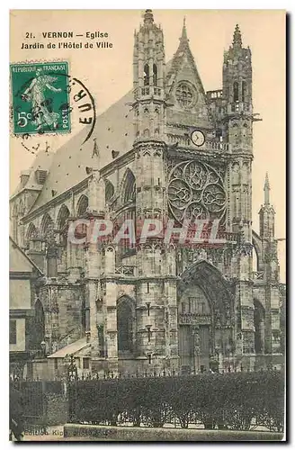 Cartes postales Vernon Eglise Jardin de l'Hotel de Ville