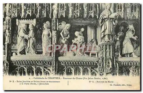 Ansichtskarte AK Cathedrale de Chartres Pourtour du Choeur Saint Joachim et Sainte anne se rencontrent a la Porte