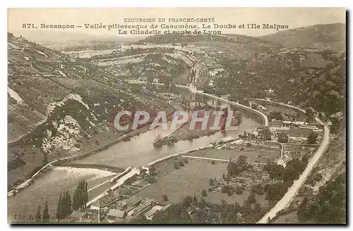 Cartes postales Besancon Vallee pittoresque de Casamene Le Doubs et l'Ile Malpas La Citadelle et route de Lyon