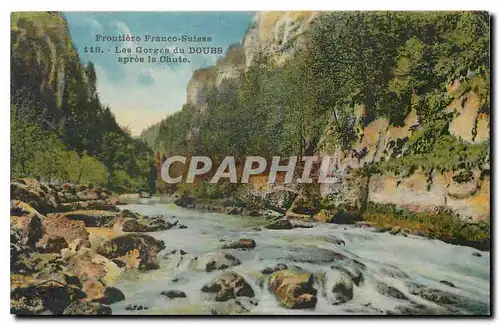 Cartes postales Frontiere Franco Suisse Les Gorges du Doubs apres la Chute