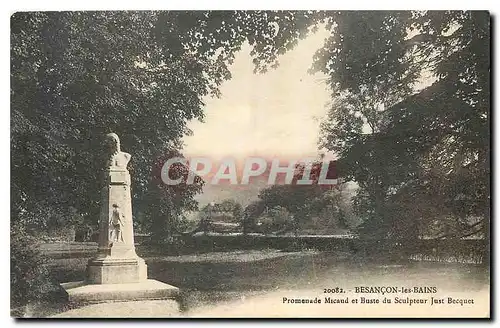 Cartes postales Besancon les bains Promenade Micaud et Buste du Sculpteur Just Becquet