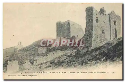 Cartes postales Environs de la Begude de Mazenc Ruines du Chateau feodal de Rochefort