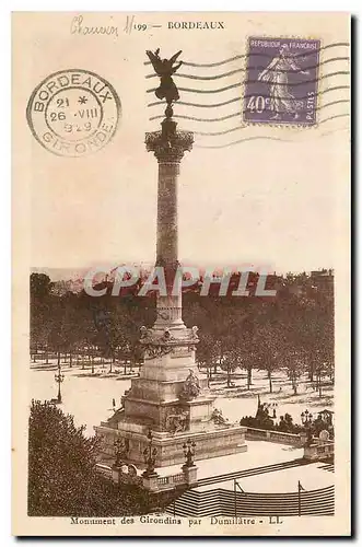 Cartes postales Bordeaux Monument des girondins par Dumilatre