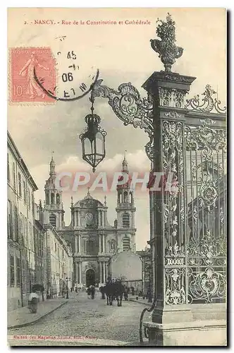 Cartes postales Nancy Rue de la Constitution et Cathedrale