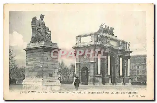 Cartes postales Paris l'Arc de Triomphe du Carrousel et anvien pilier des grilles des tuileries