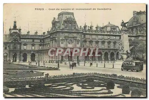 Ansichtskarte AK Paris Cour de Louvre et monument de Gambetta