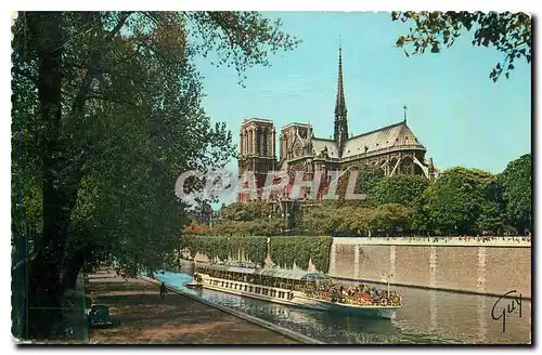 Cartes postales Paris et ses Merveilles Quai de la Saine et abside de la cathedrale Notre Dame