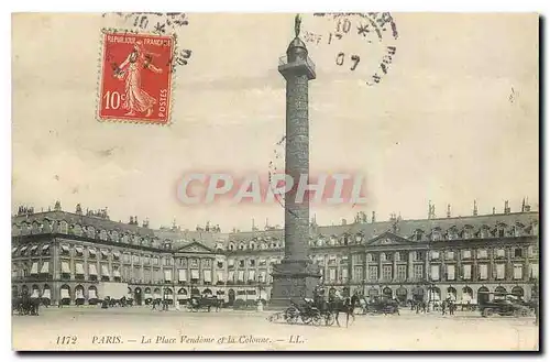 Cartes postales Paris La Place Vendome et la Colonne