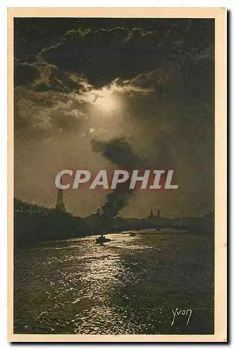 Cartes postales Paris Clair de lune sur la Seine Tour Eiffel