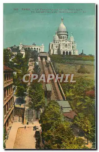 Cartes postales Paris Le Funiculatre et la Basilique du Sacre C�ur de Montmartre