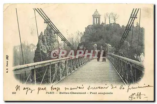 Cartes postales Paris Buttes Chaumont Pont Suspendu