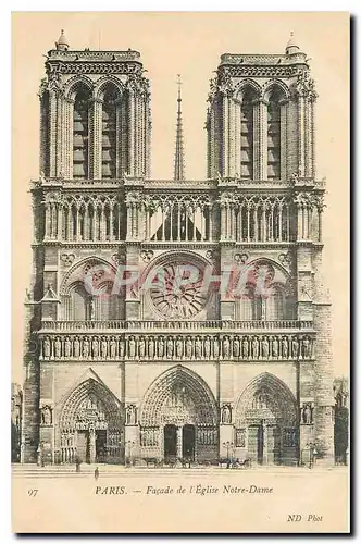 Cartes postales Paris Facade de Eglise Notre Dame