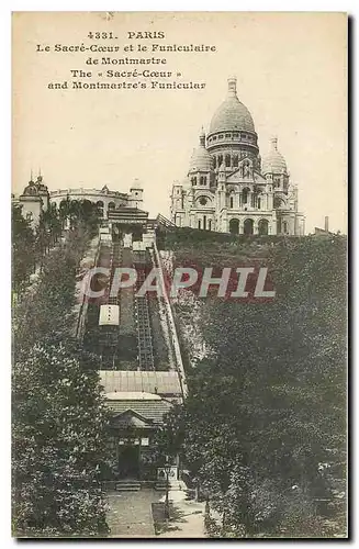 Cartes postales Paris Le Sacre Coeur et le Funiculaire de Montmartre